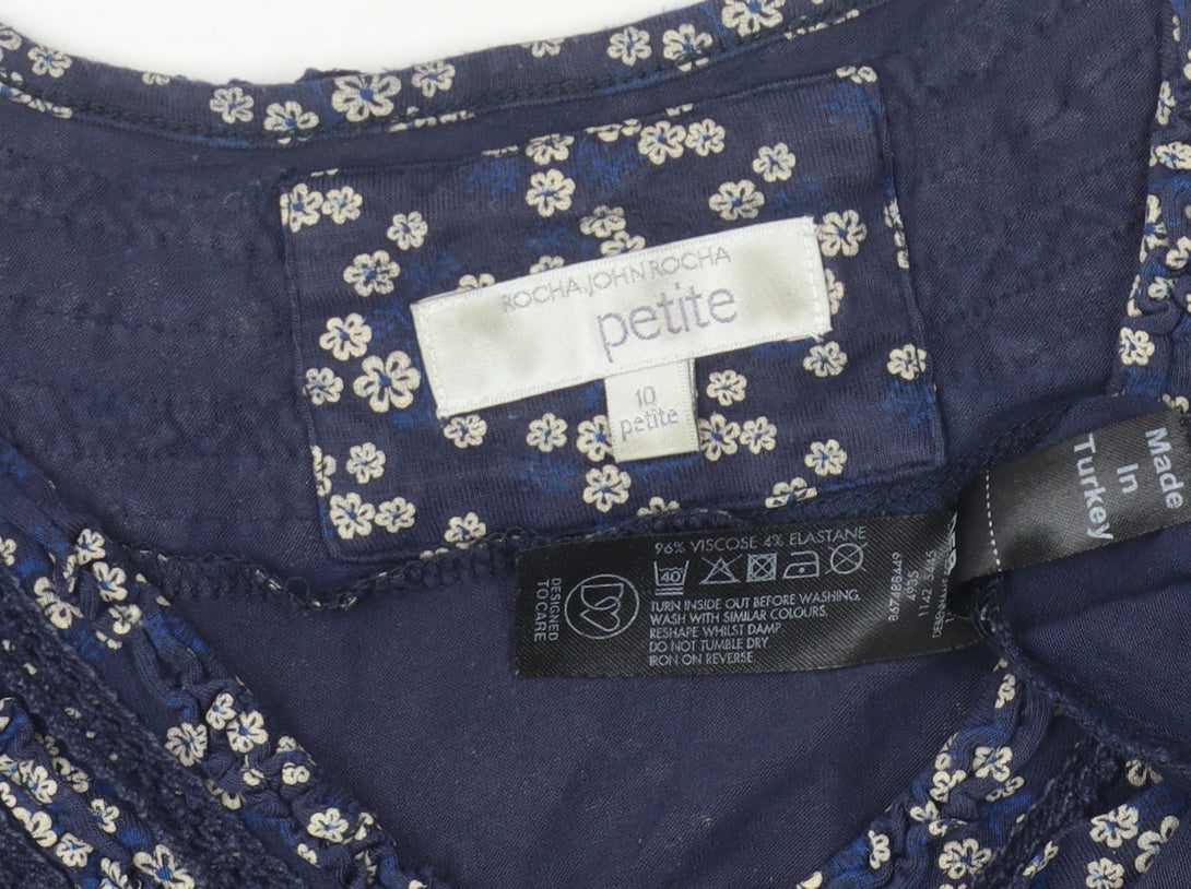 Rocha John Rocha Women's Blue Floral Petite Blouse