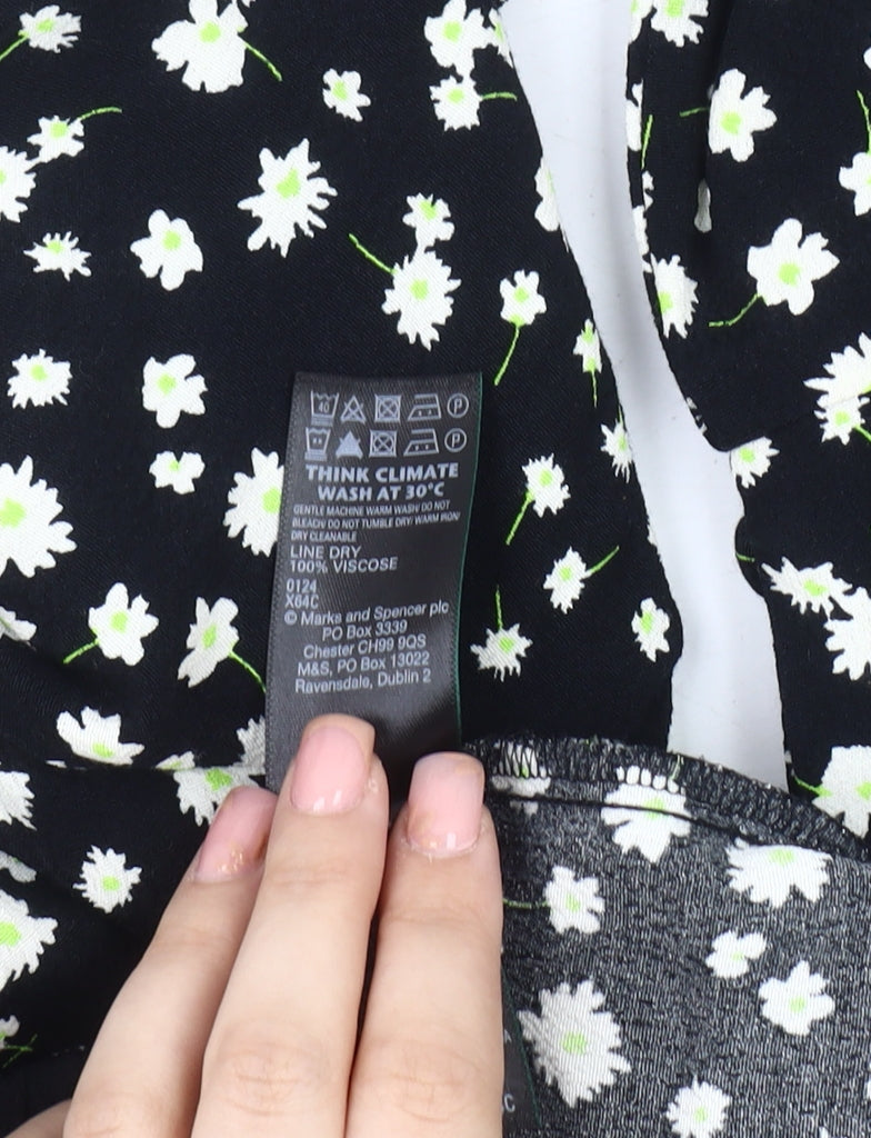 Marks & Spencer Women's Black Floral Blouse, Size 10