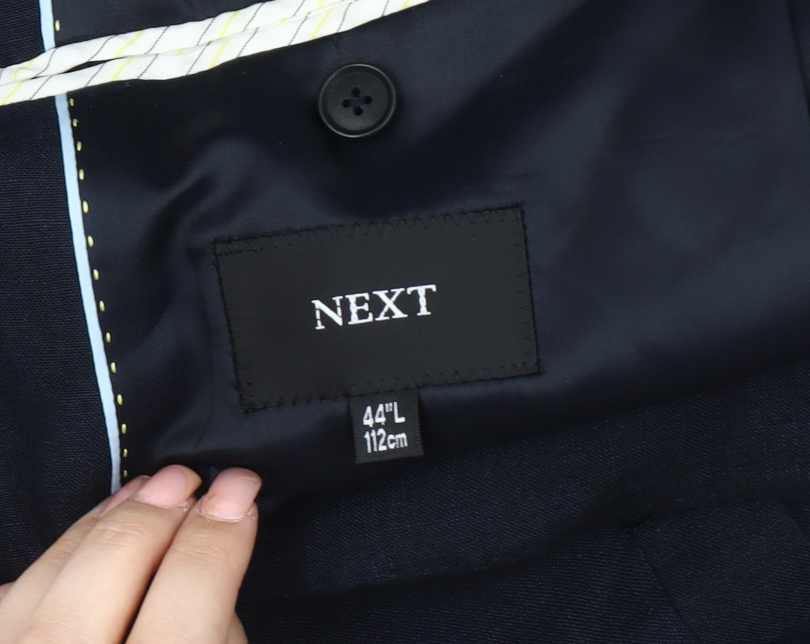 Next Men's Long Black Blazer 44L Regular Wool