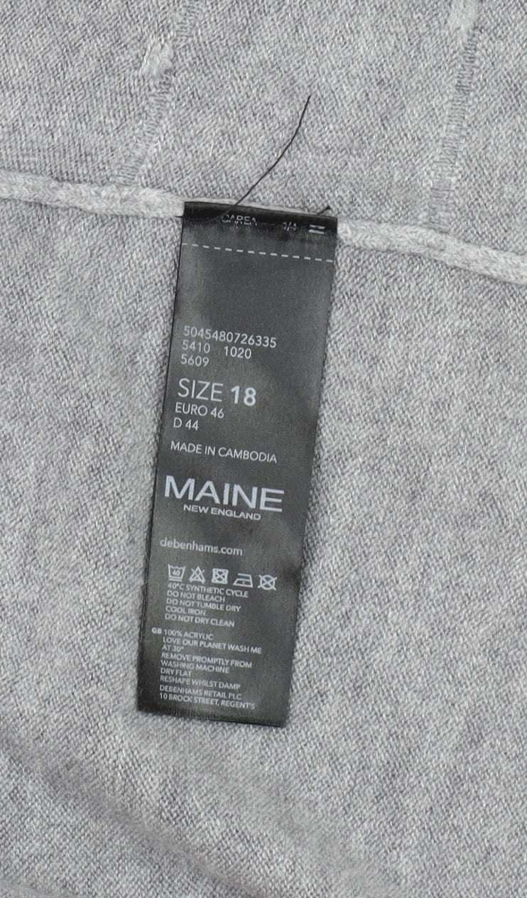 Maine New England Women's Grey Open Front Cardigan Size 18