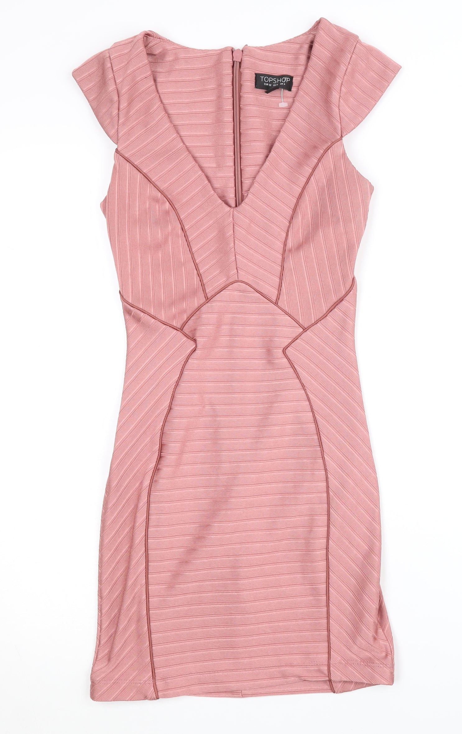 topshop pink bodycon dress Topshop Dress Womens 6 Pink Magenta Fitted Bodycon Basic Minimalist Summer  Dress