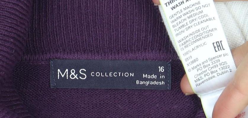 Marks & Spencer Women's Purple Roll Neck Jumper, Size 16