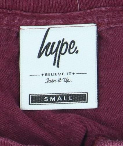 Hype Men's Burgundy Logo T-Shirt, Size S