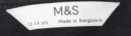 Marks & Spencer Girls Black Sweatshirt 12-13 Yrs