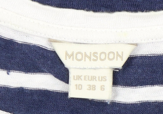 Monsoon Women's Blue Striped T-Shirt Dress