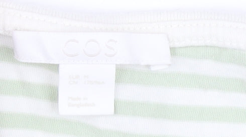 COS Women's Green Striped Long Sleeve Cotton Top