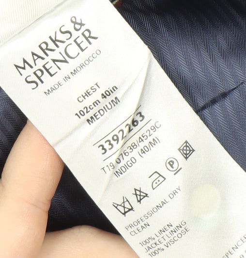 Marks & Spencer Men's Blue Striped Blazer M