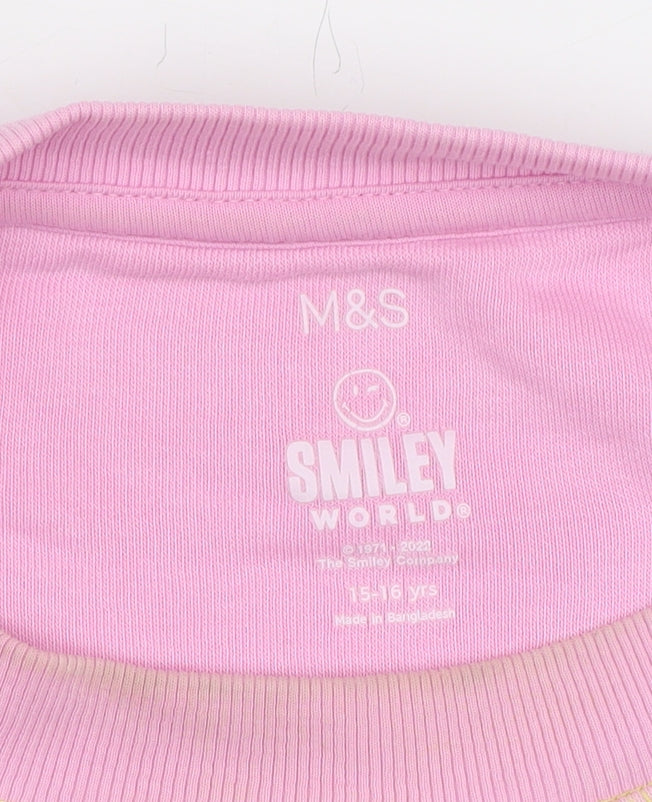 Marks & Spencer Girls Pink Pullover Sweatshirt 15-16Y