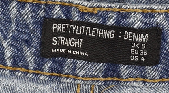 PRETTYLITTLETHING Women's Blue Straight Jeans Size 8