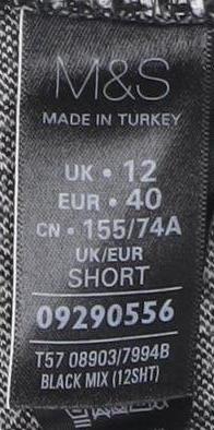 Marks & Spencer Women's Houndstooth Leggings Size 12 Black