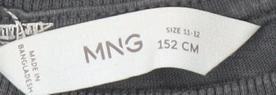MNG Girls Grey T-Shirt, 11-12 Years Animal Print Cotton
