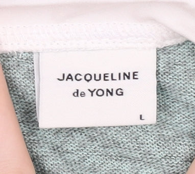 Jacqueline de Yong Women's Green Collared Pullover Jumper L