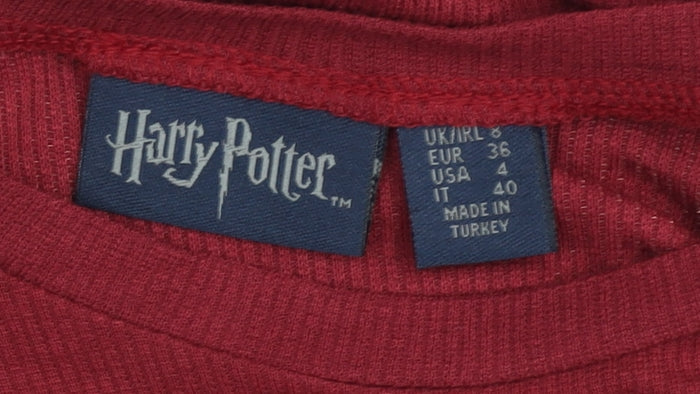 Harry Potter Women's Red Knit Long Sleeve T-Shirt Size 8