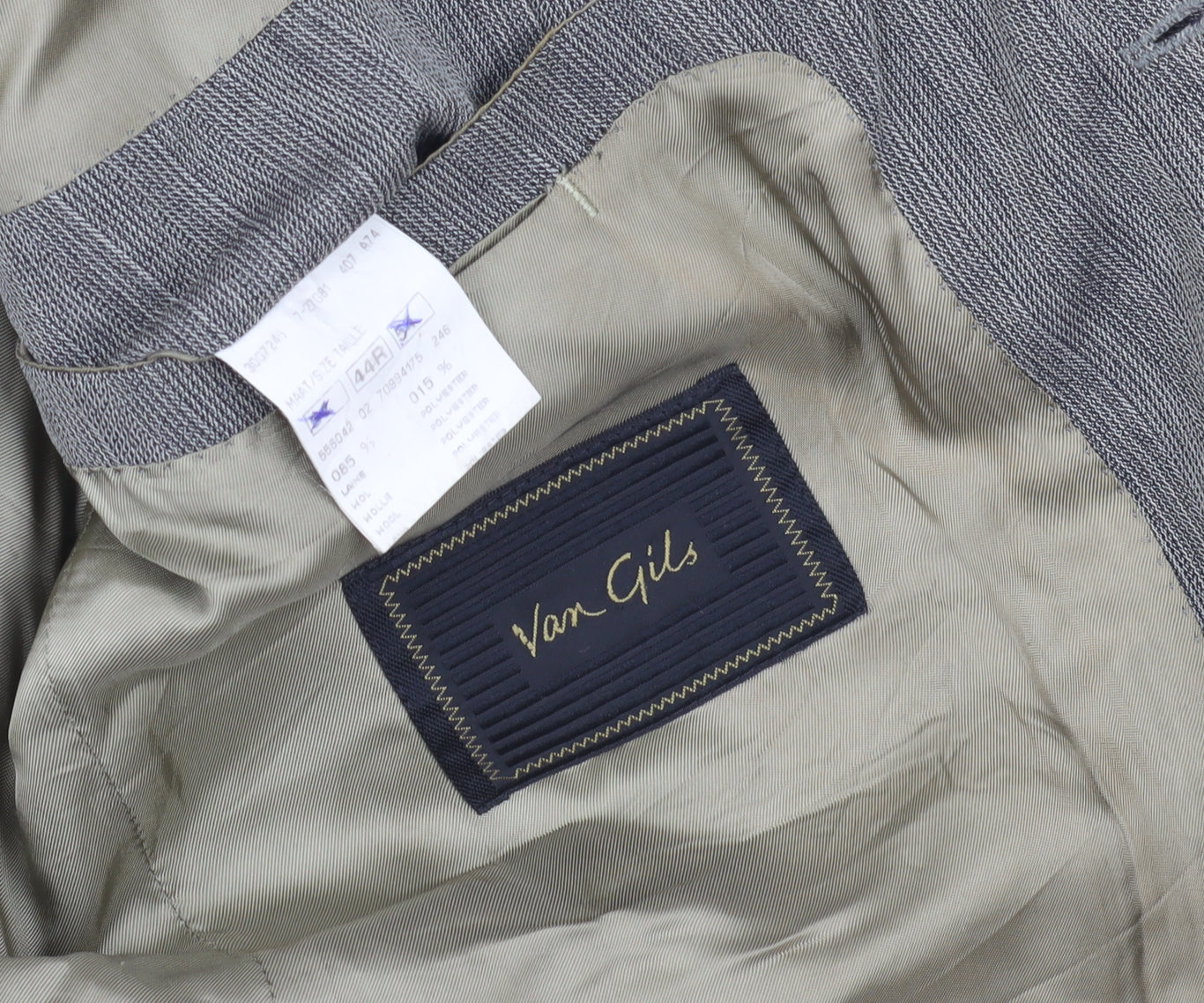 Van Gils Men's Grey Striped Blazer 44 Regular Fit