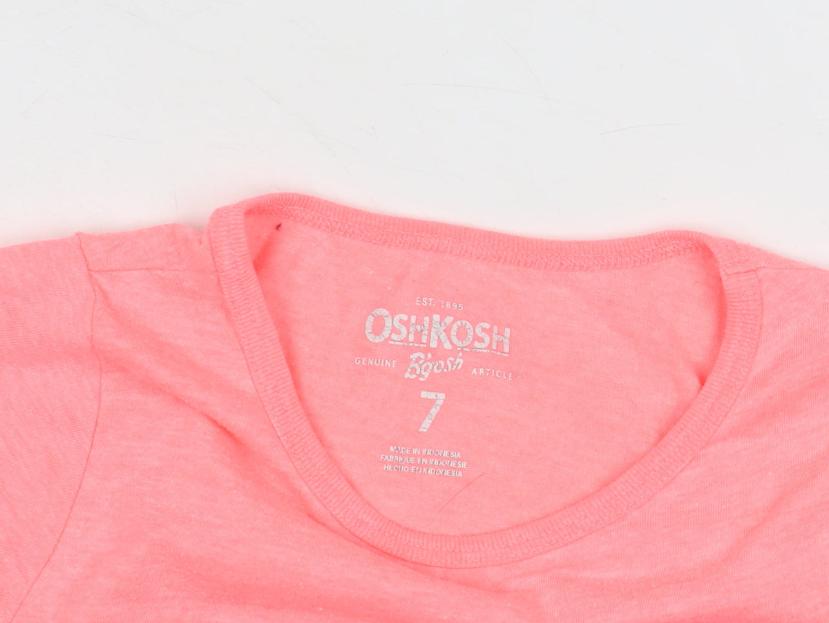 OshKosh B’gosh Girls Pink Graphic T-Shirt - Size 7 Years