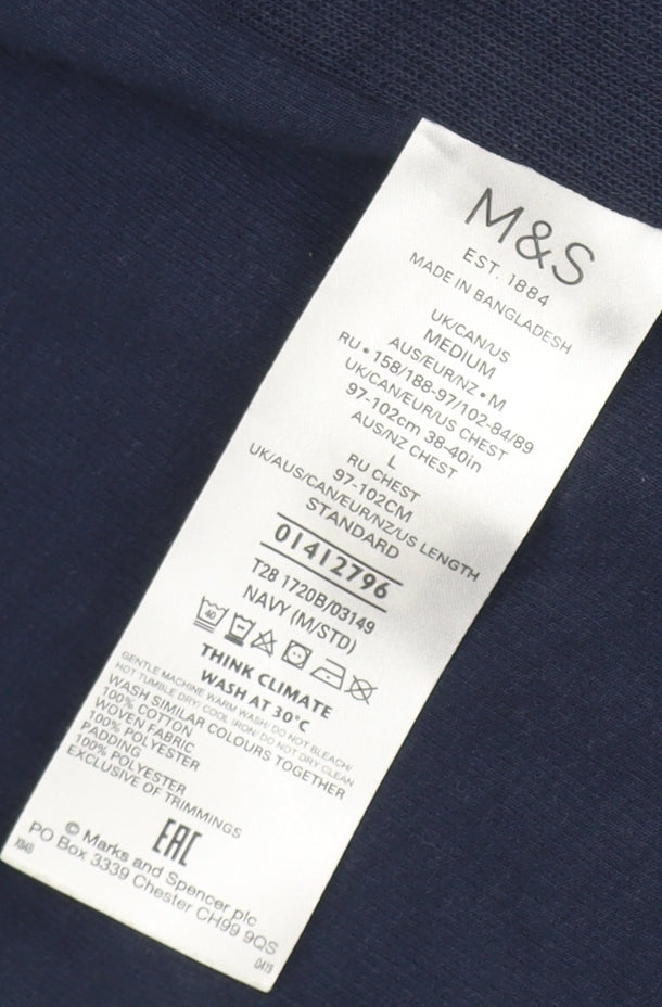 Marks & Spencer Men's Navy Puffer Jacket, M, Quilted