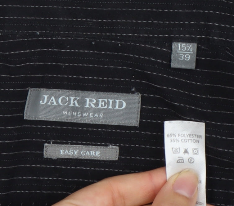 Jack Reid Men's Black Striped Dress Shirt 15.5 Long Sleeve