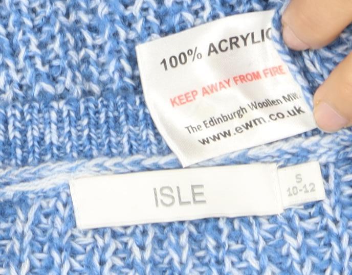 ISLE Women's Blue Chunky-Knit Pullover Jumper Size 10