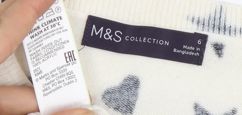 Marks & Spencer Women's White Size 6 Star Pullover Jumper