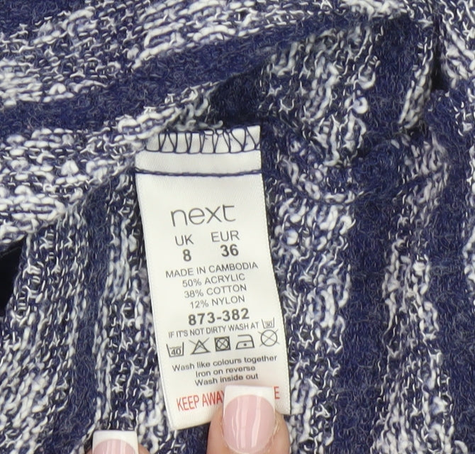 Next Women Blue Striped Top 3/4 Sleeve Size 8