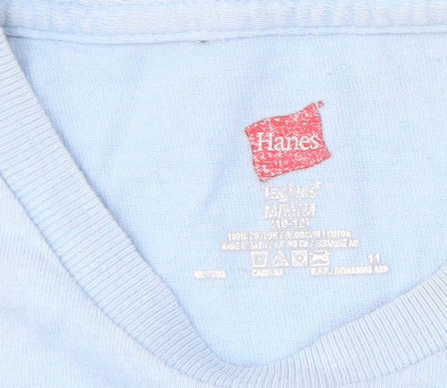 Hanes Unisex Adults Blue Basic T-Shirt M
