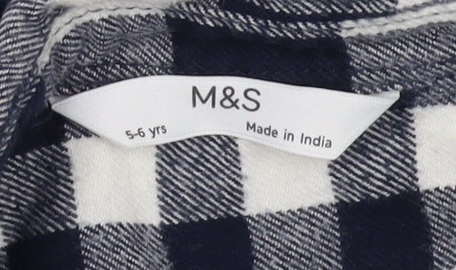 Marks & Spencer Boys Black & White Check Shirt 5-6 Years