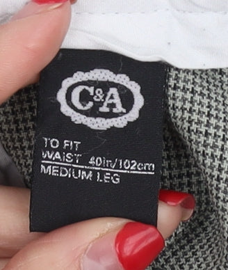 C&A Men's Grey Check Trousers L