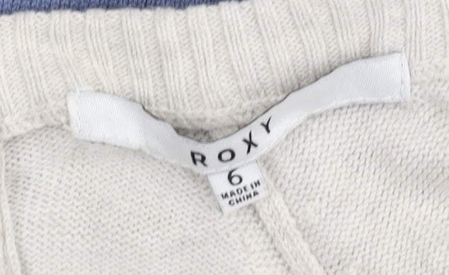 Roxy Women's Blue Beige Striped Pullover Jumper Size 6