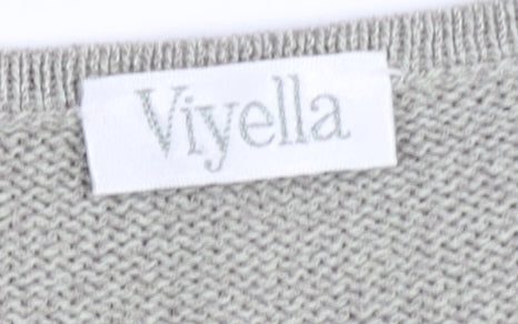 Viyella Women's Grey V-Neck Pullover Jumper S/M
