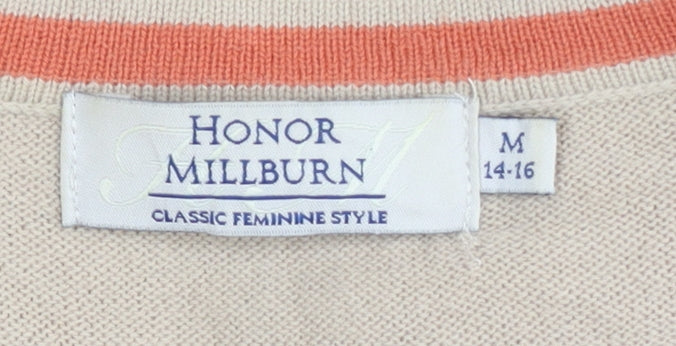 Honor Millburn Women's Beige Cardigan Size M Striped