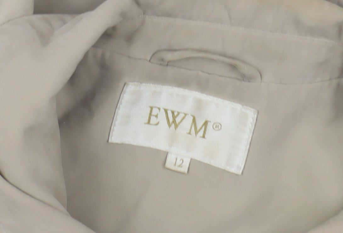 EWM Women's Beige Parka Jacket Size 12, Hooded, Casual