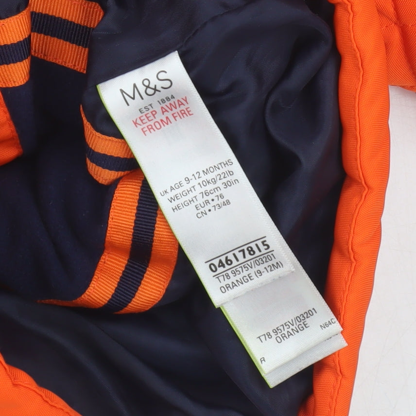 Marks & Spencer Orange Puffer Jacket Unisex 9-12M