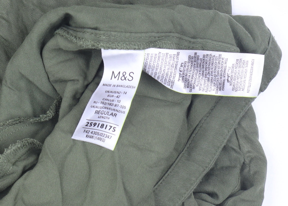 Marks & Spencer Green Henley Shirt Dress Women Size 14