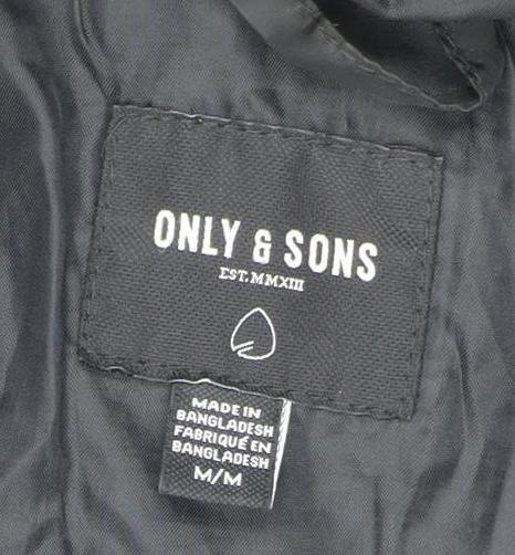Only & Sons Men's Black Puffer Jacket, Size M, Casual Wear