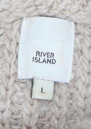 River Island Women's Beige Cable-Knit Pullover L