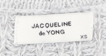 Jacqueline de Yong Women's Grey V-Neck Jumper XS