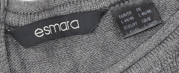 Esmara Women's Grey Relaxed Jumper, Size 16, Boat Neck