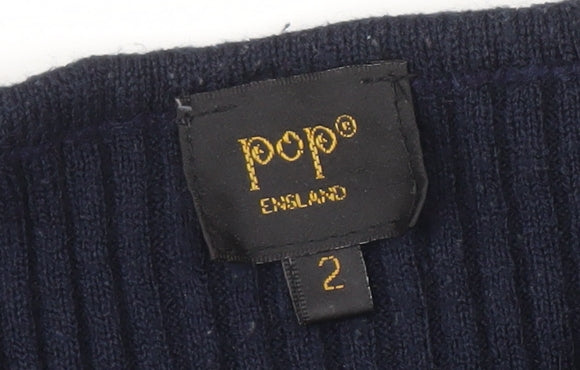 pop Women's Blue Nautical Striped Pullover Jumper Size 2