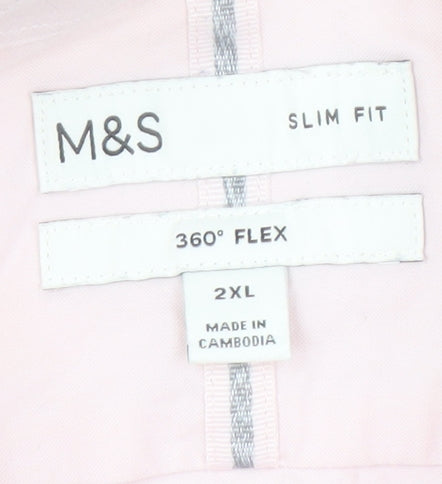 Marks & Spencer Men's Pink 2XL Slim Fit Shirt