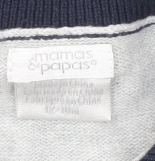 mamas & papas Unisex Blue 12-18M Collared Cotton Jumper