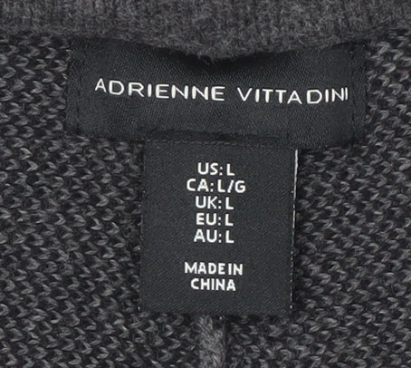 Adrienne Vittadini Women's Grey A-Line Embroidered Skirt L