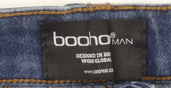 boohooMAN Men's Slim Fit Blue Skinny Jeans 30