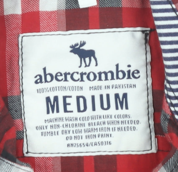 Abercrombie & Fitch Boys Red Plaid Cotton Button-Up Shirt M