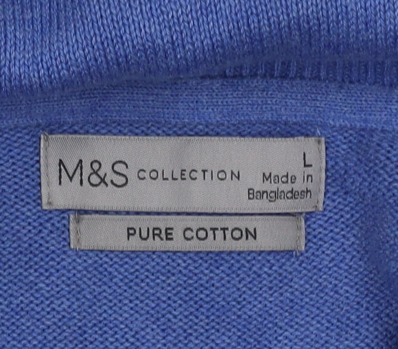 Marks & Spencer Men's Blue Cotton Pullover Jumper, L