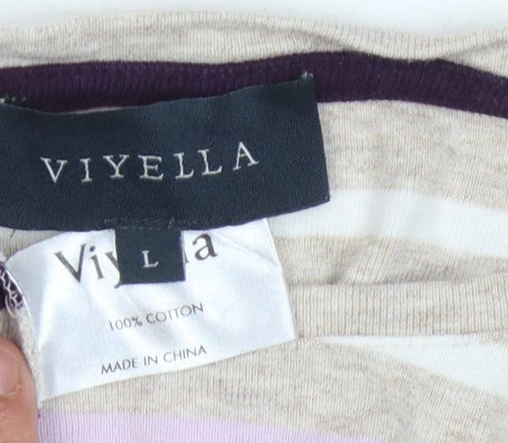 Viyella Women's Multicoloured Striped T-Shirt, Size L