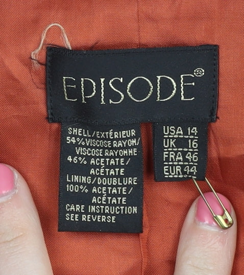 Episode Women's Orange Blazer, Size 16, Lined, Three-Button