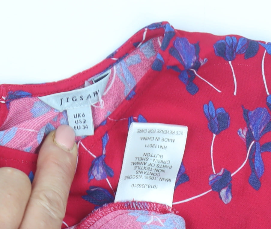 Jigsaw Women's Red Floral Dress Size 6 Sleeveless