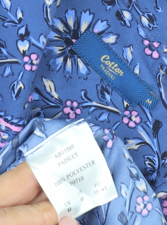 Cotton Traders Unisex Blue Paisley Button-Up Shirt M