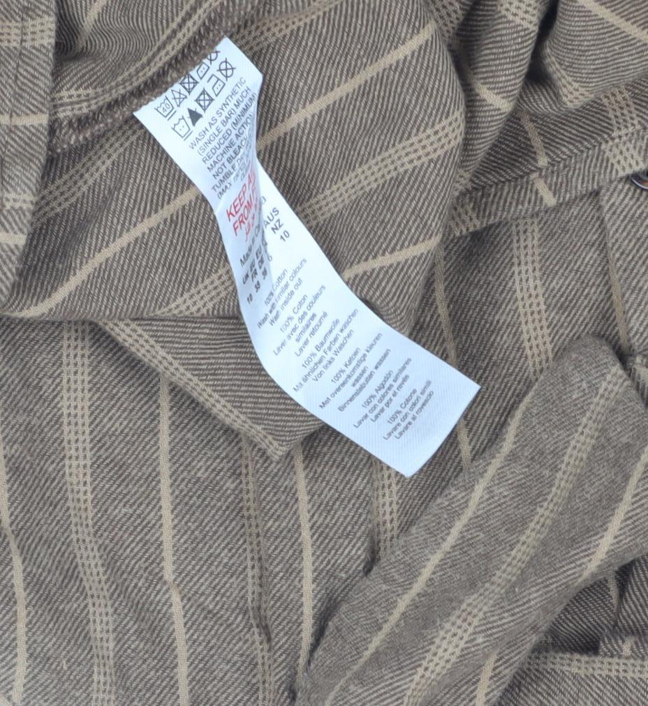 PrettyLittleThing Women's Brown Striped Button-Up Shirt