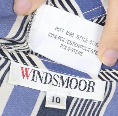 Windsmoor Women's Blue Striped Button-Up Shirt Size 12